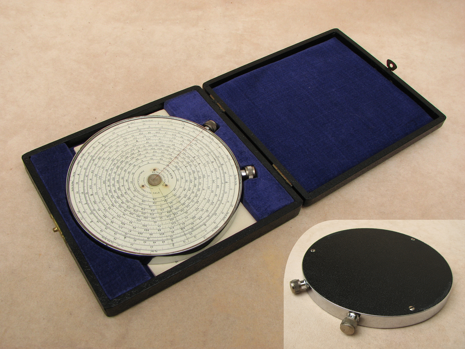 Fowler's Jubilee Magnum Extra Long Scale calculator in presentation case